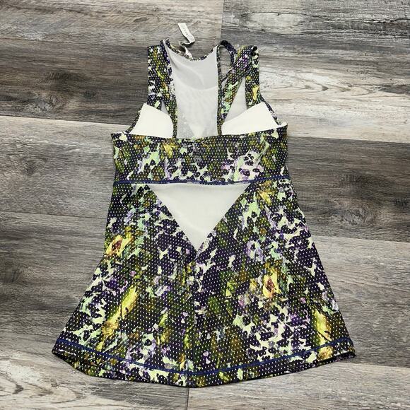 Lululemon Running In The City Green Women 2 Mesh Floral Pistachio Sport Tank Top - Picture 4 of 7